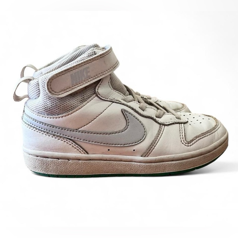 Nike Kids White and Green High-Top Sneakers Size 1US